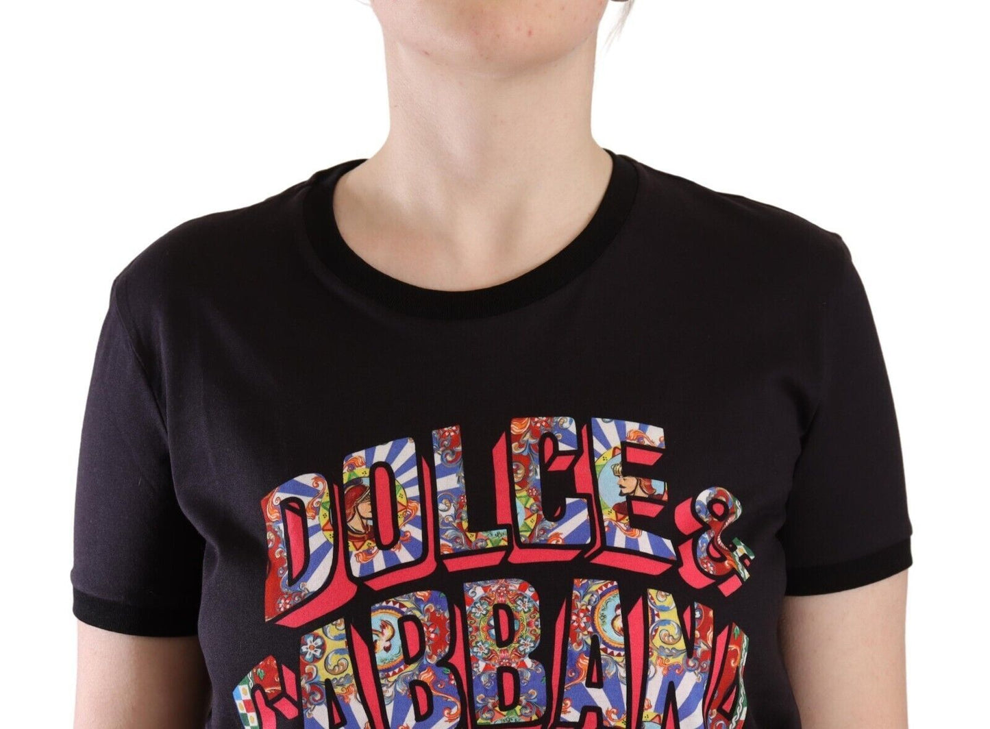 T-shirt con logo girocollo nero chic Dolce & Gabbana