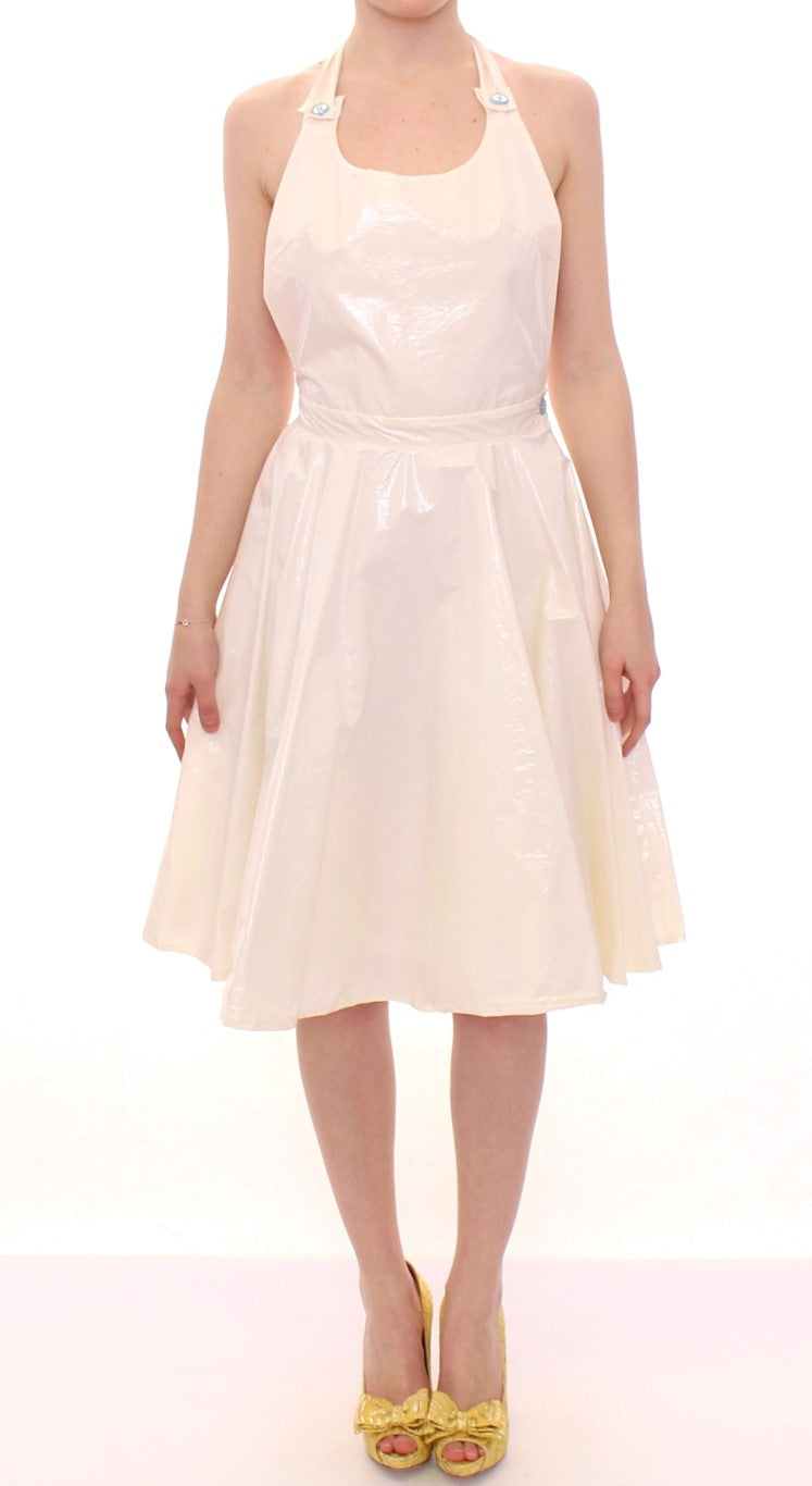 Abito elegante con scollo all'americana Licia Florio bianco tè
