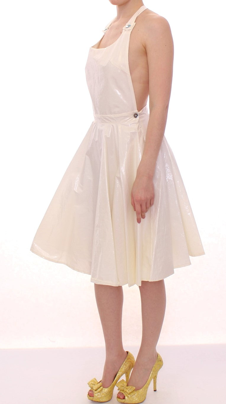 Abito elegante con scollo all'americana Licia Florio bianco tè