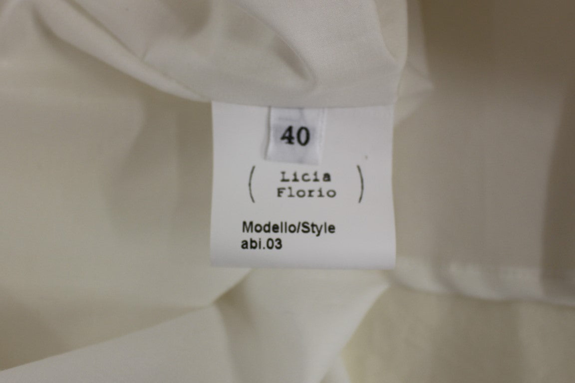 Abito elegante con scollo all'americana Licia Florio bianco tè