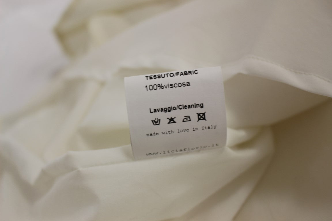 Abito elegante con scollo all'americana Licia Florio bianco tè