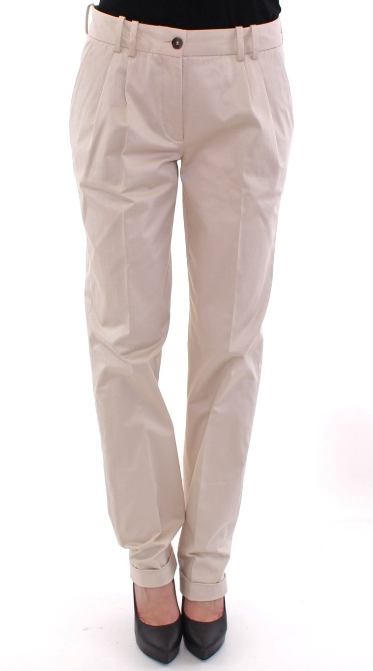 Dolce & Gabbana Pantaloni eleganti in cotone vestibilità regolare beige