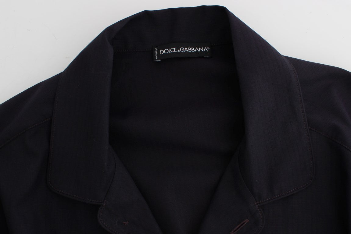 Dolce & Gabbana Elegante camicia da notte in cotone a righe viola