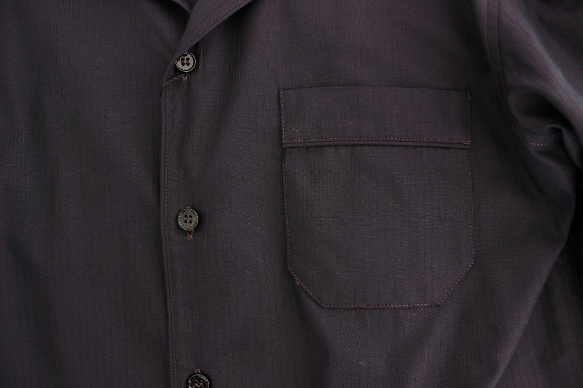 Dolce & Gabbana Elegante camicia da notte in cotone a righe viola