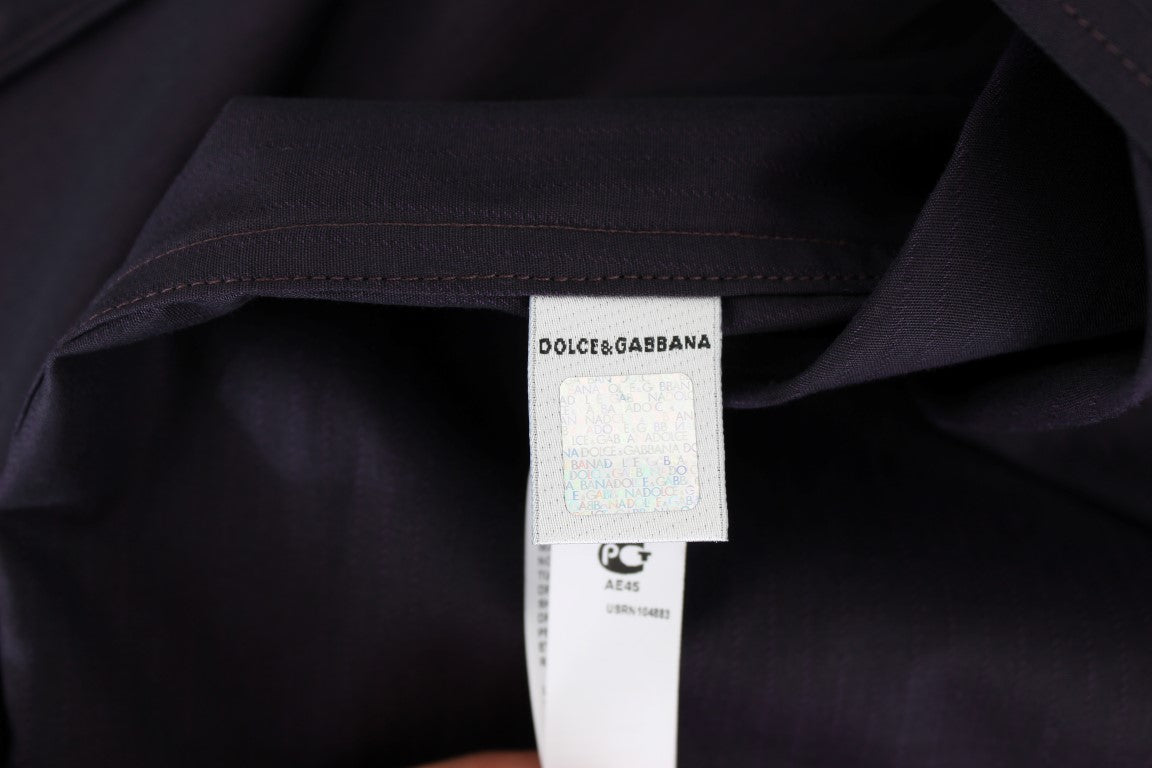 Dolce & Gabbana Elegante camicia da notte in cotone a righe viola