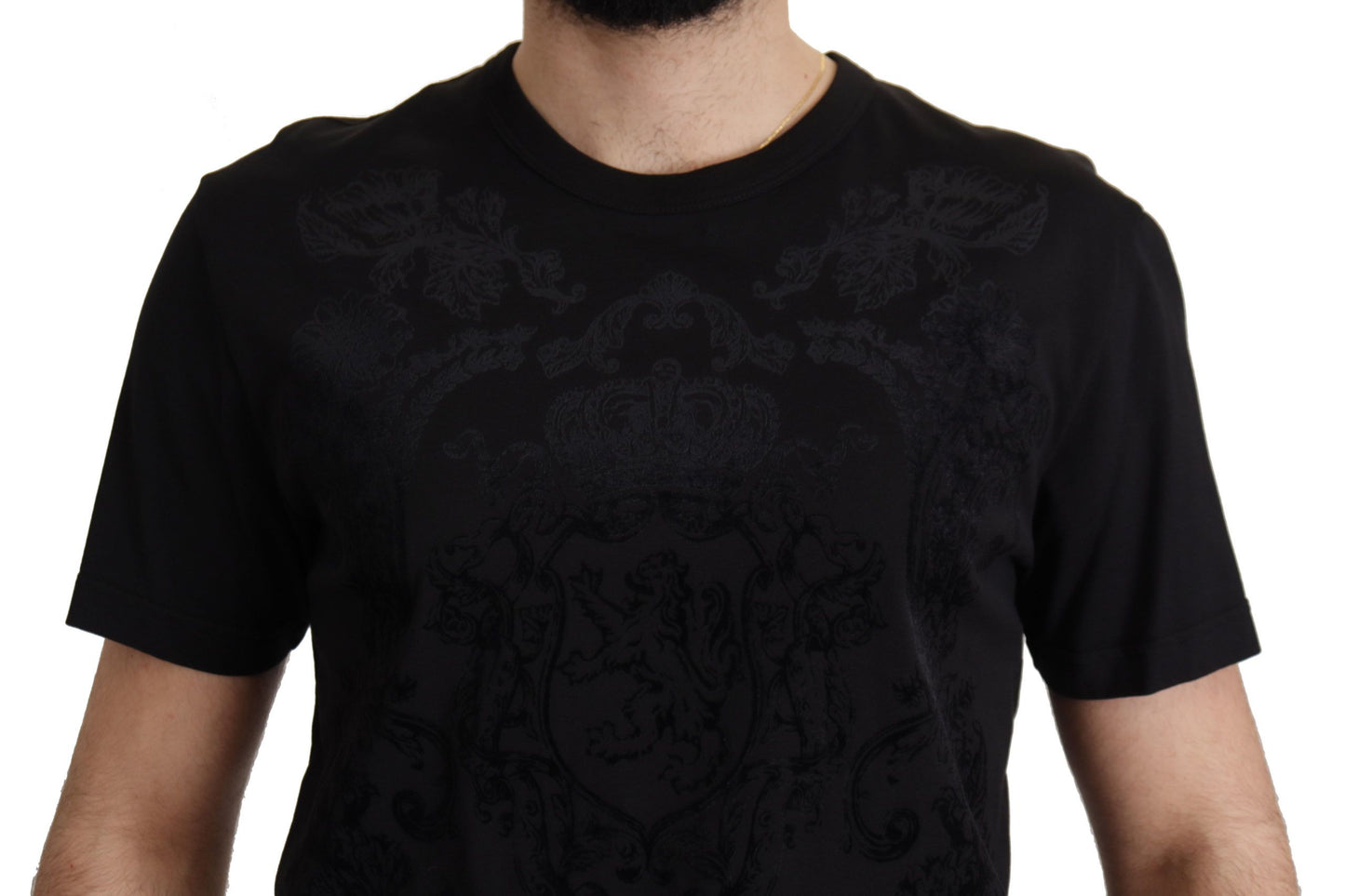 Dolce & Gabbana T-shirt girocollo elegante nera barocca