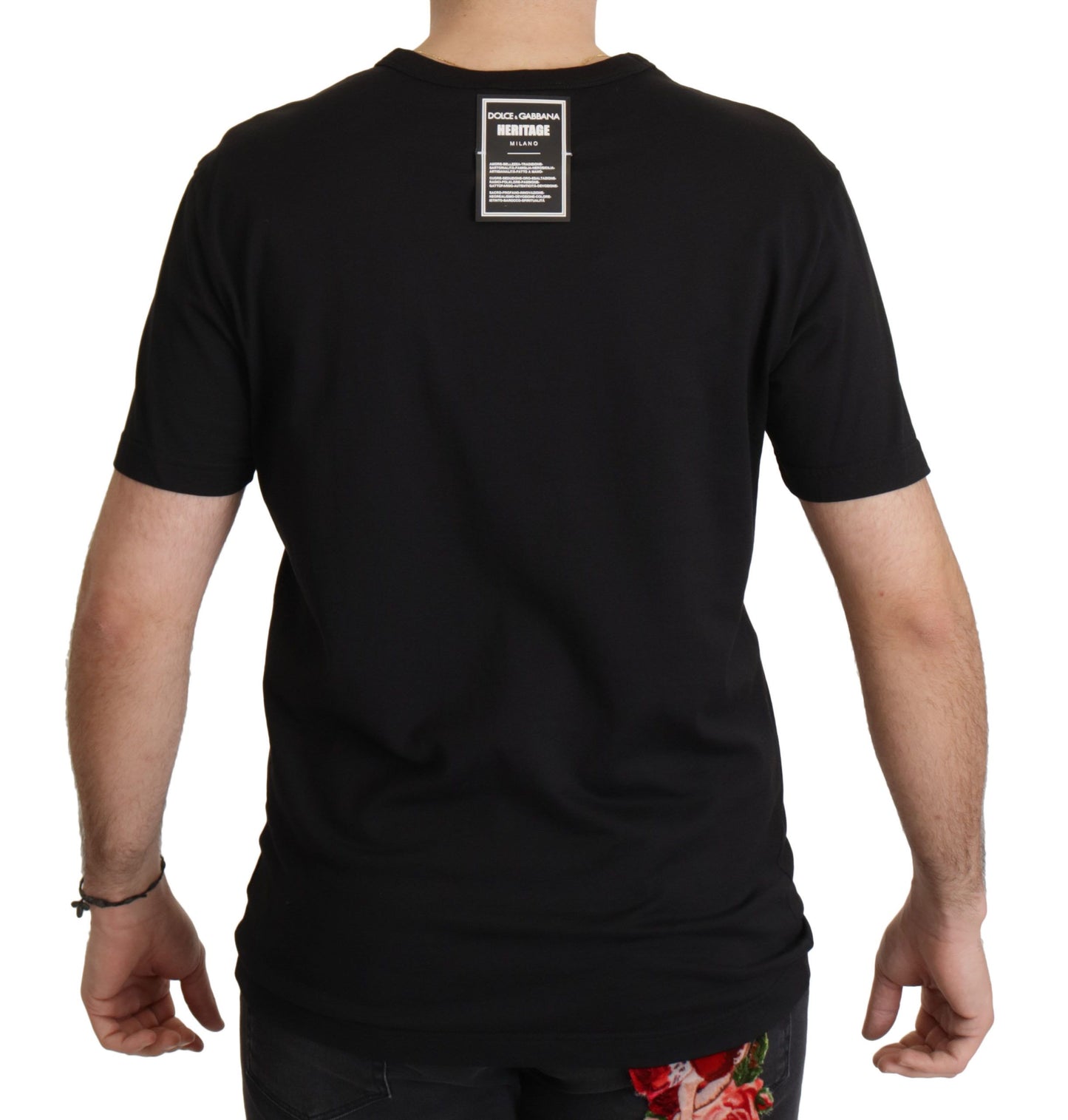 Dolce & Gabbana T-shirt girocollo elegante nera barocca