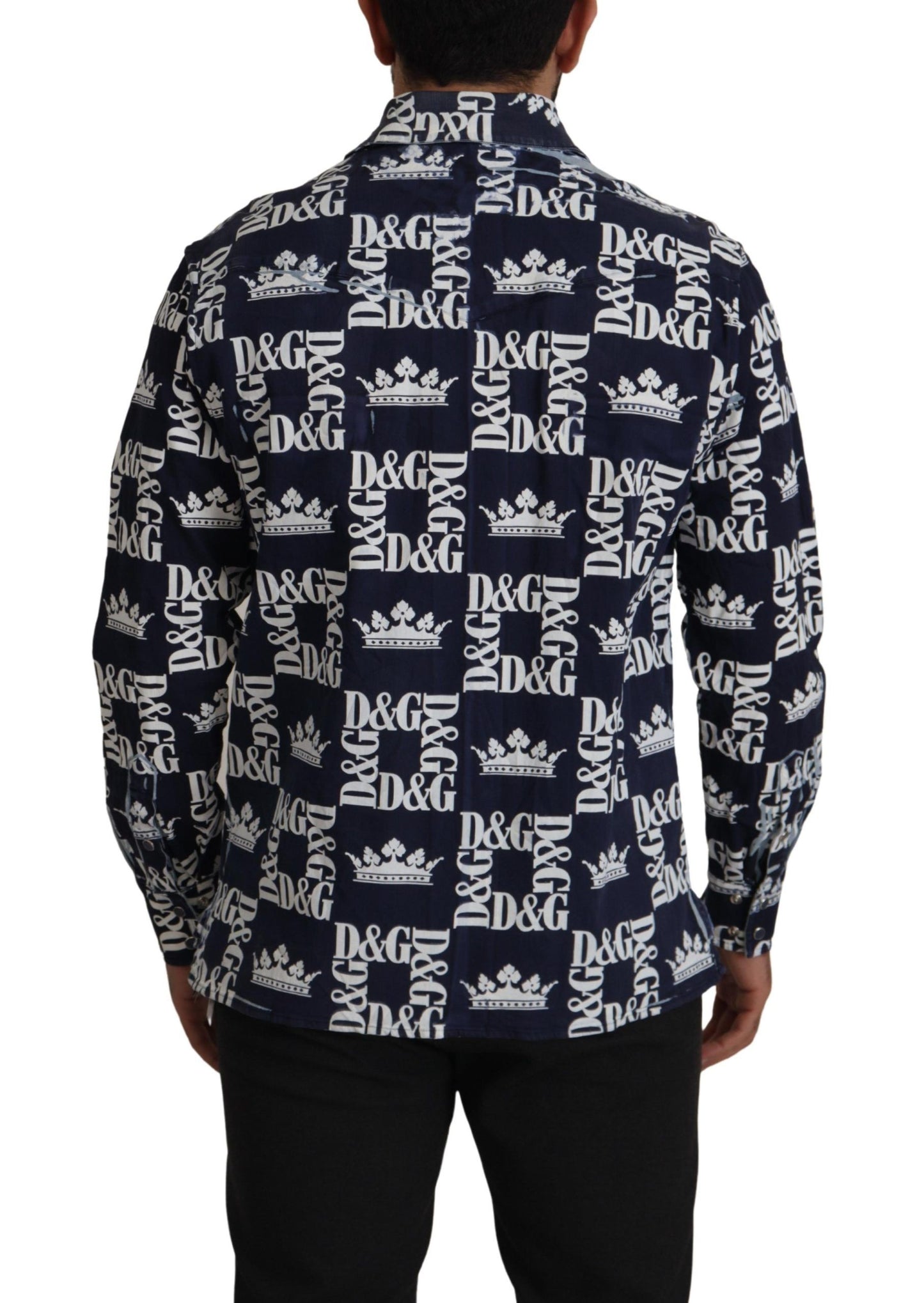 Dolce & Gabbana Camicia elegante slim fit con corona blu