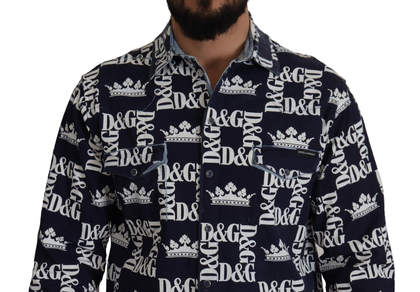 Dolce & Gabbana Camicia elegante slim fit con corona blu