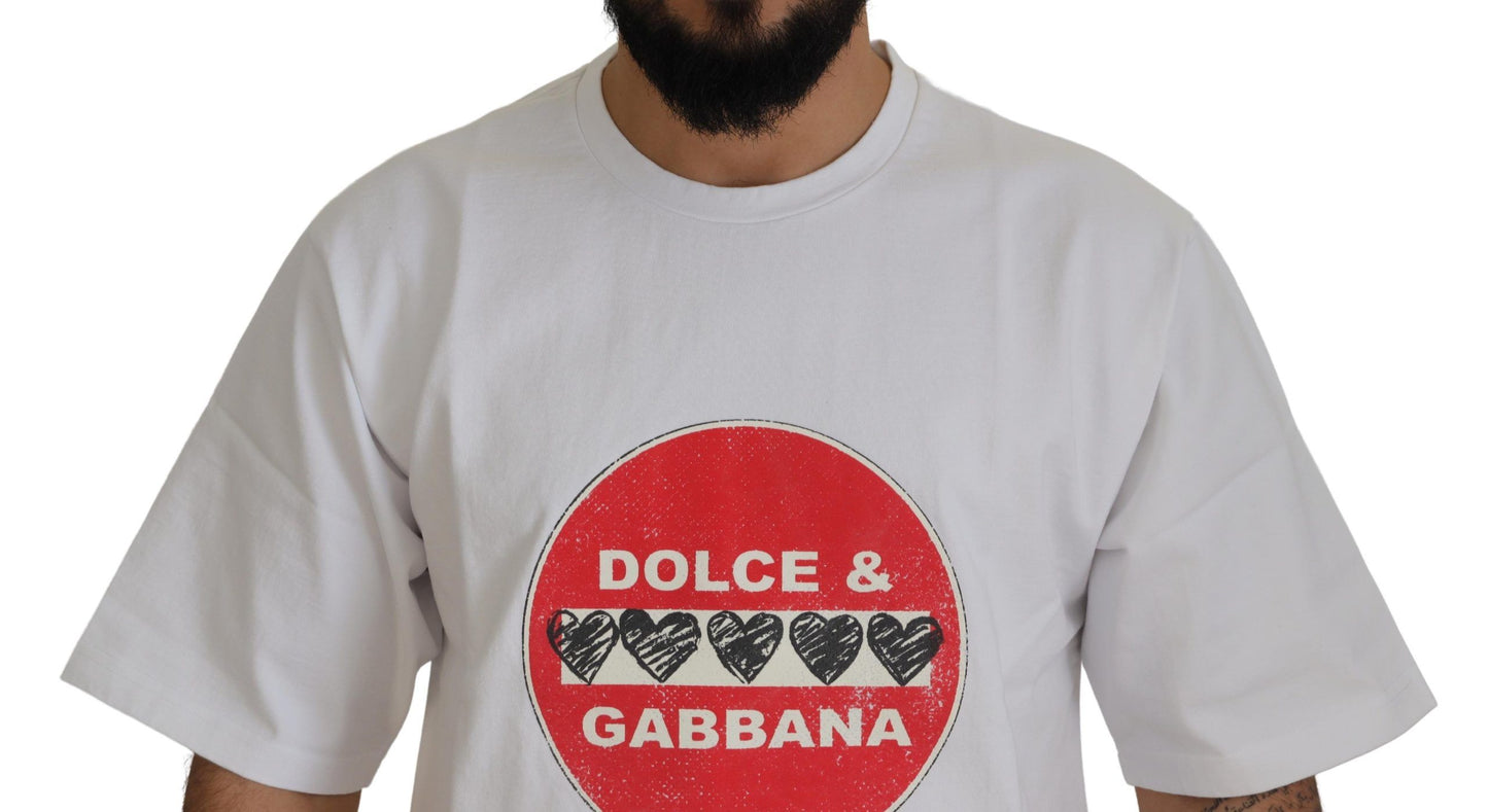 Dolce & Gabbana Chic белая хлопковая футболка с сердечками Amor