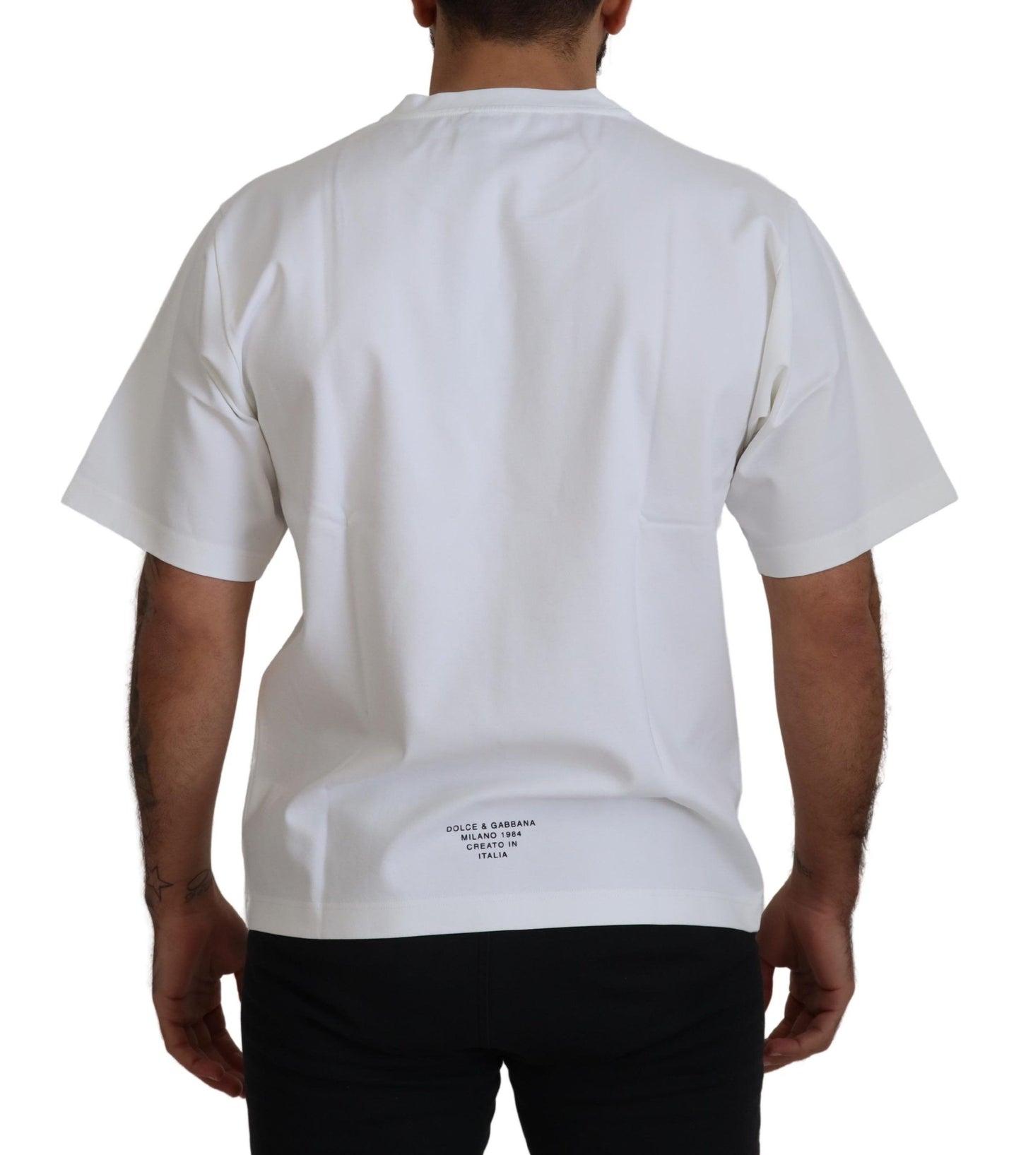 T-shirt girocollo con logo bianco senza tempo di Dolce & Gabbana