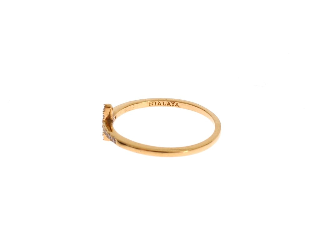 Anello in cristallo CZ dorato fatto a mano Nialaya Chic