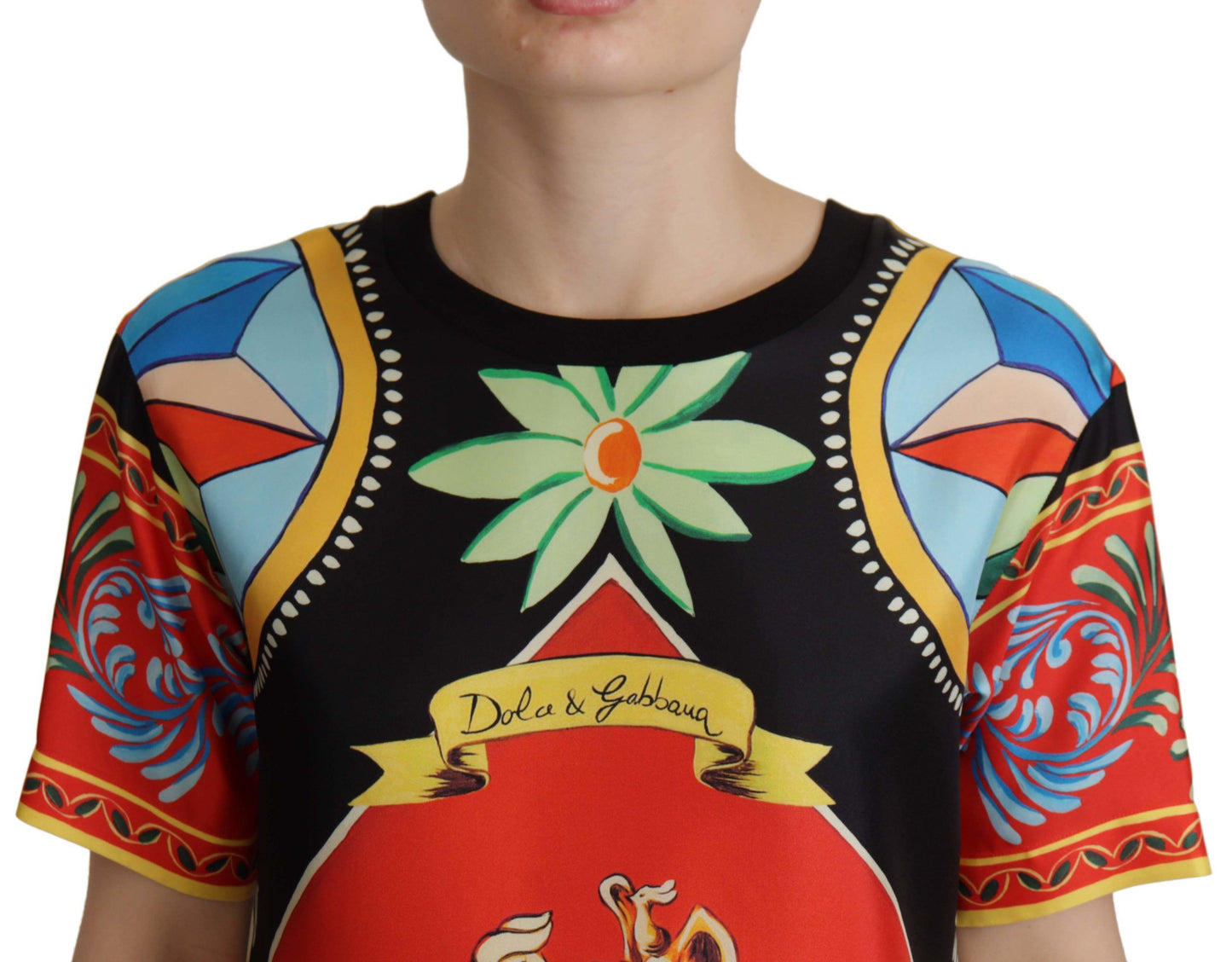 Гламурный разноцветный шелковый топ Dolce & Gabbana