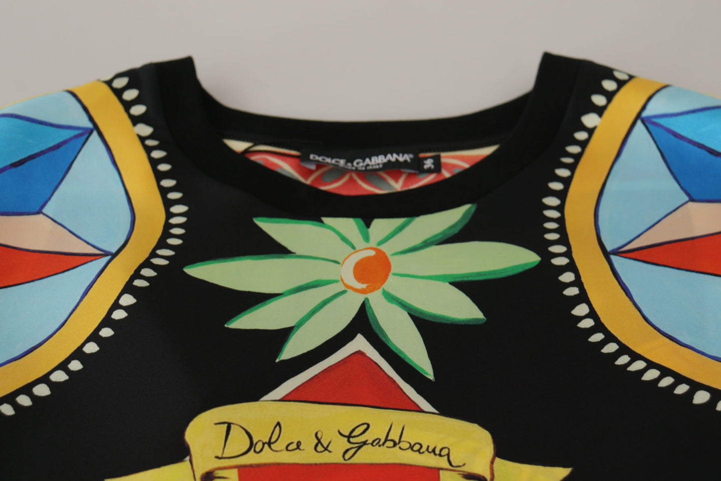 Гламурный разноцветный шелковый топ Dolce & Gabbana