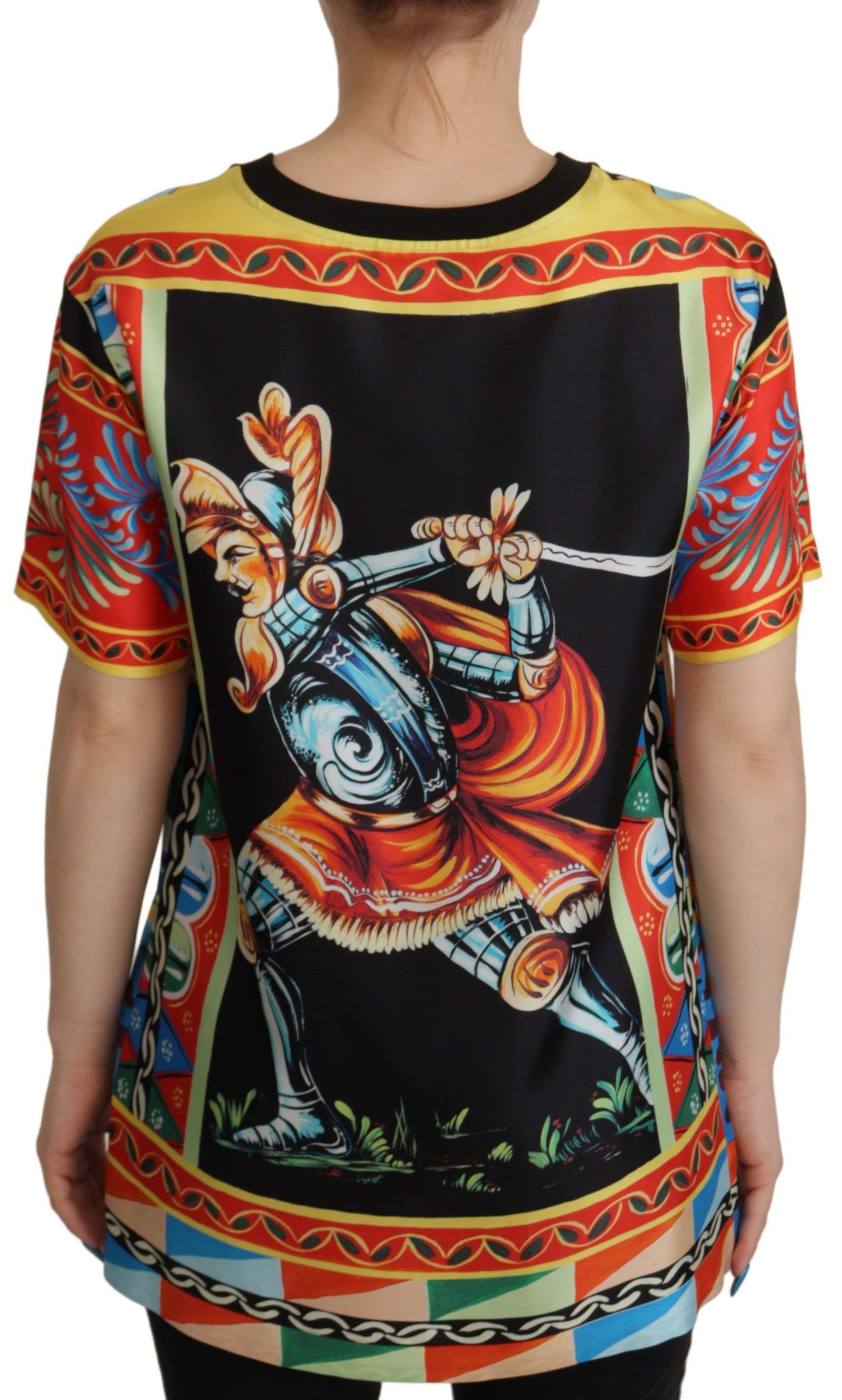 Гламурный разноцветный шелковый топ Dolce & Gabbana