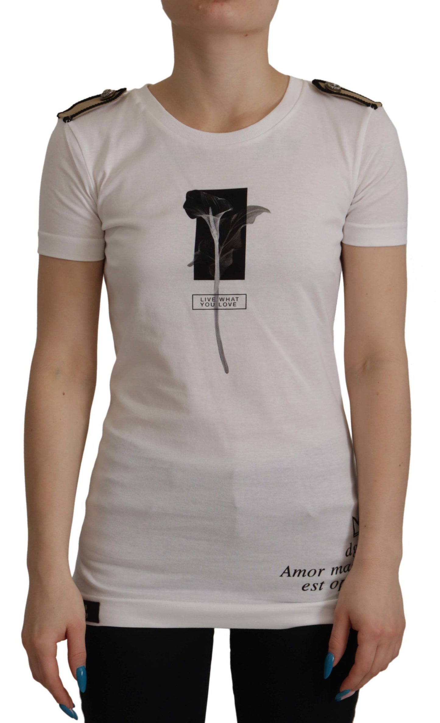 Dolce & Gabbana T-shirt elegante girocollo in cotone floreale