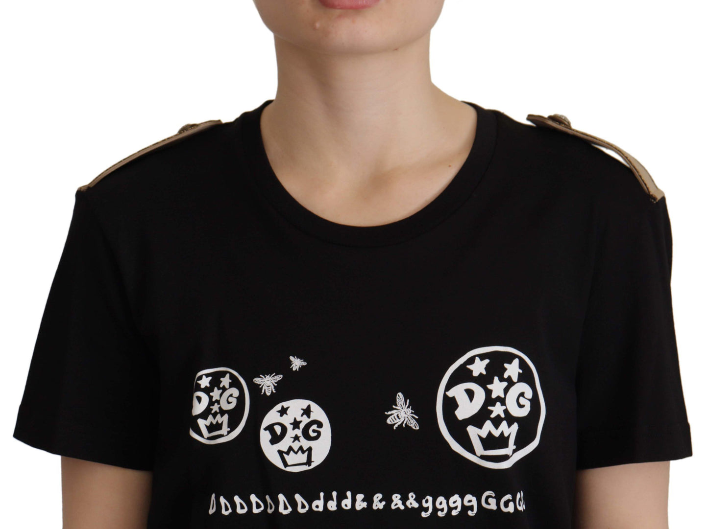 Женская черная хлопковая футболка с логотипом Dolce & Gabbana Chic