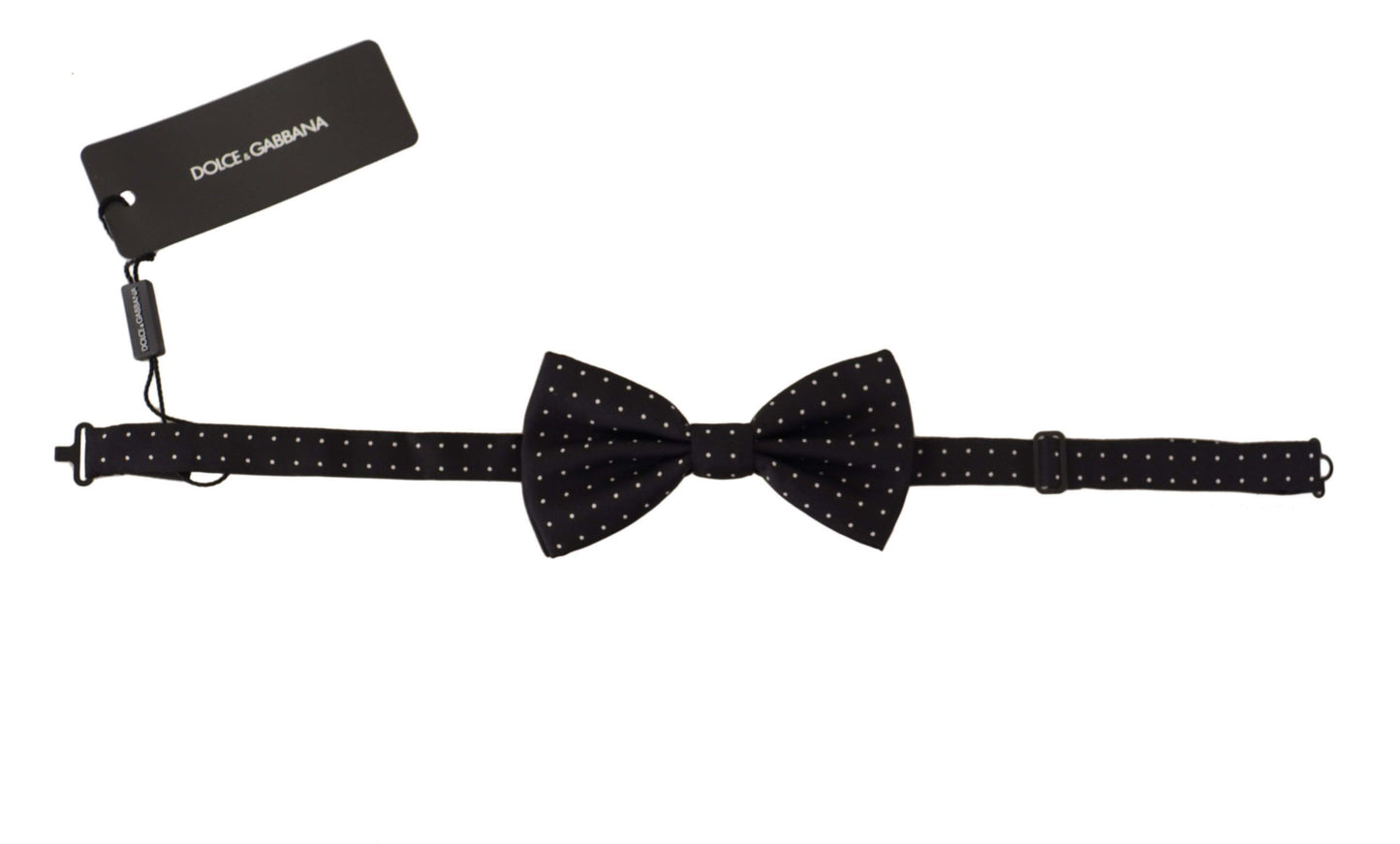 Dolce & Gabbana Elegante Papillon In Seta A Pois Neri