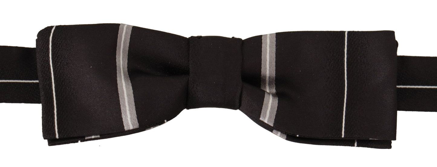 Dolce & Gabbana Elegante papillon in seta in nero e grigio