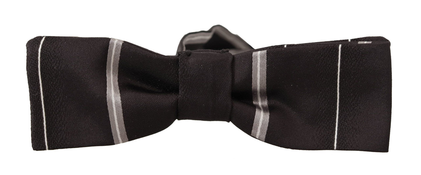 Dolce & Gabbana Elegante papillon in seta in nero e grigio