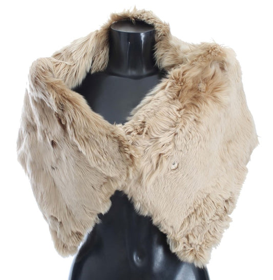 Dolce & Gabbana Elegant Alpaca Fur Shoulder Wrap in Beige - PER.FASHION