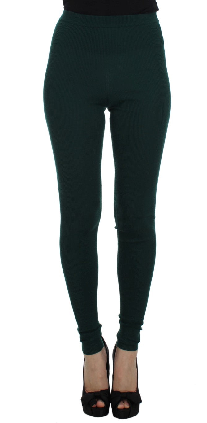 Pantaloni in cashmere a vita alta Dolce & Gabbana Emerald Treasure