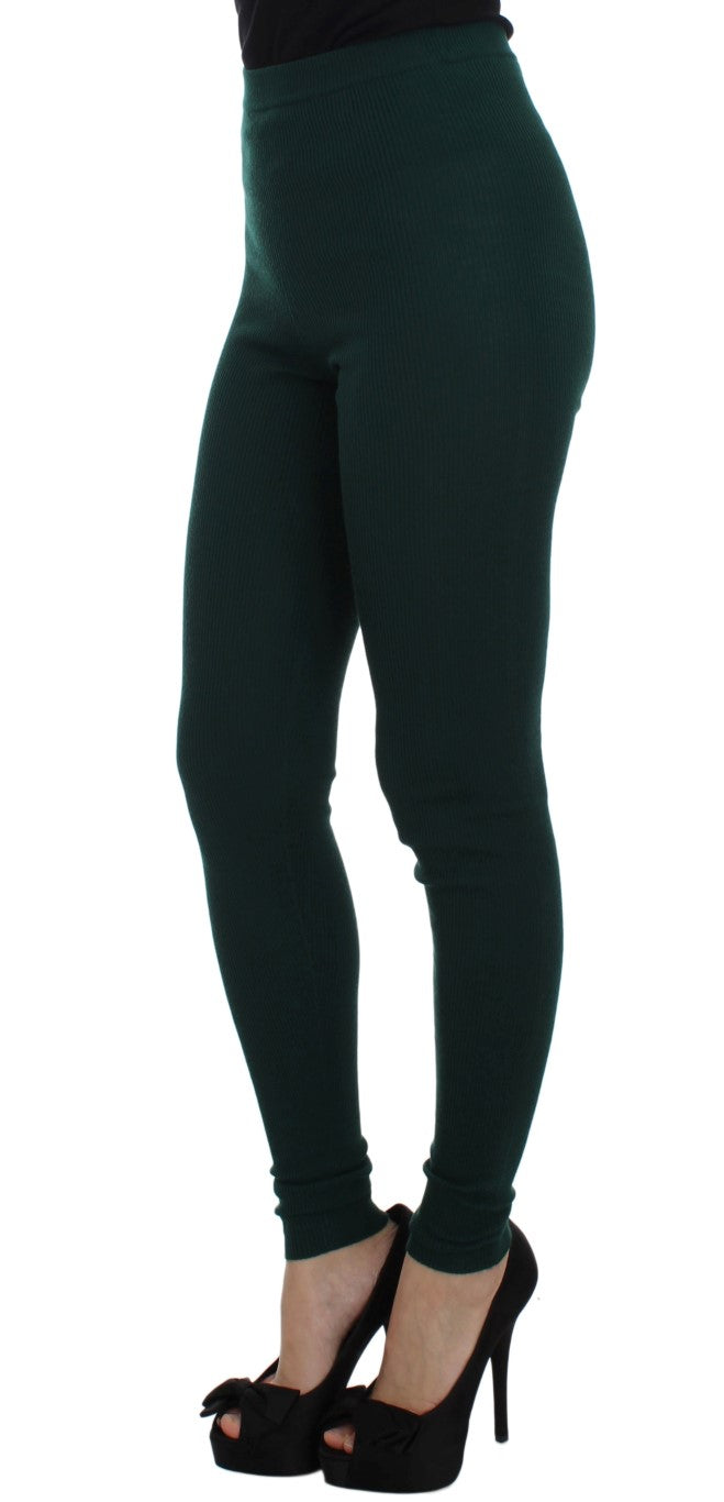 Pantaloni in cashmere a vita alta Dolce & Gabbana Emerald Treasure