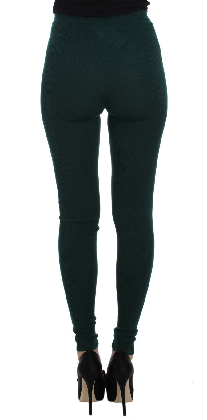 Pantaloni in cashmere a vita alta Dolce & Gabbana Emerald Treasure