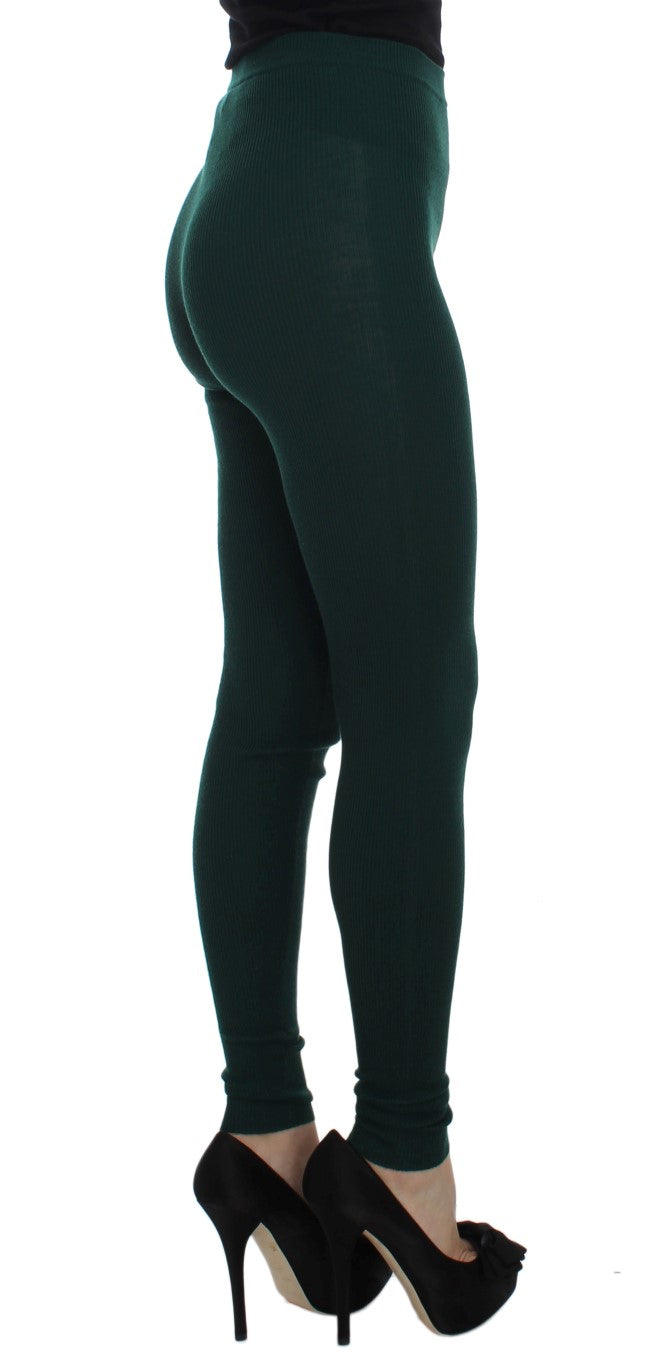 Pantaloni in cashmere a vita alta Dolce & Gabbana Emerald Treasure