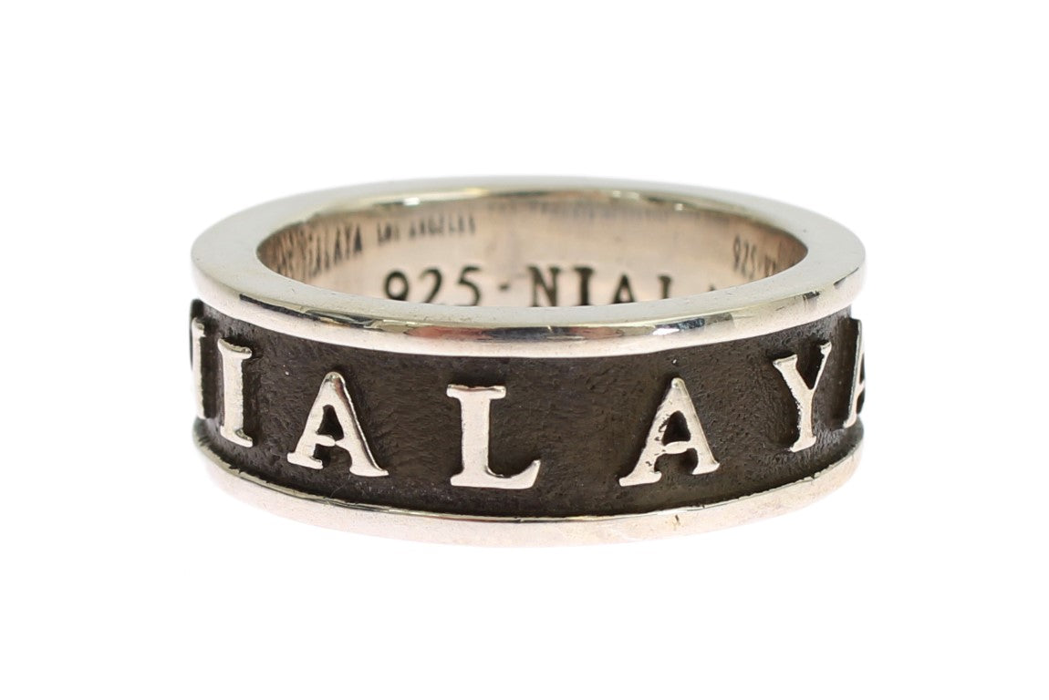 Nialaya Elegant Silver and Black Men's Sterling Ring - PER.FASHION
