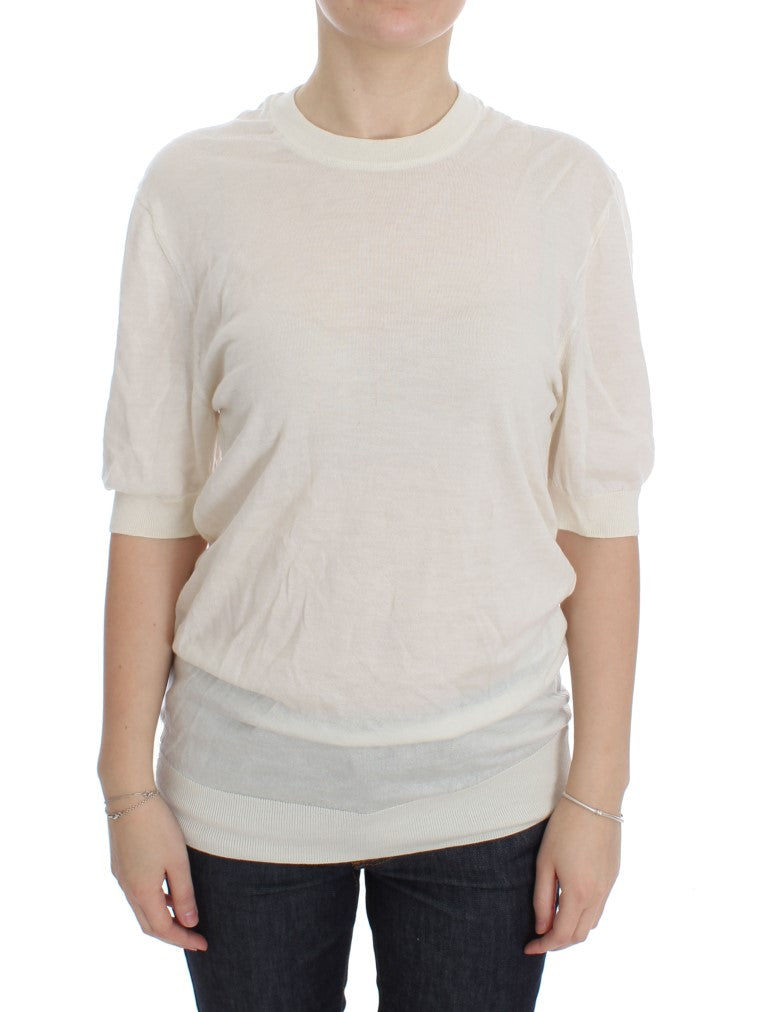 Dolce & Gabbana Elegante Maglione in Cashmere Bianco