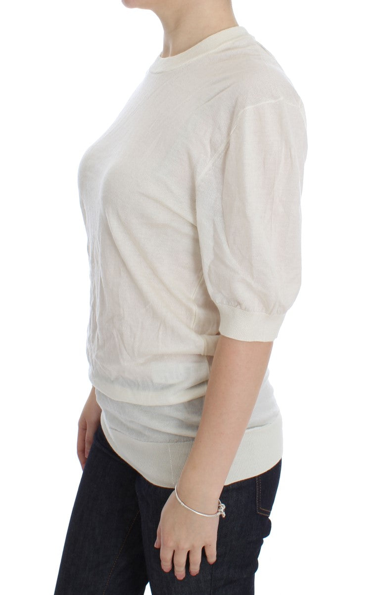 Dolce & Gabbana Elegante Maglione in Cashmere Bianco