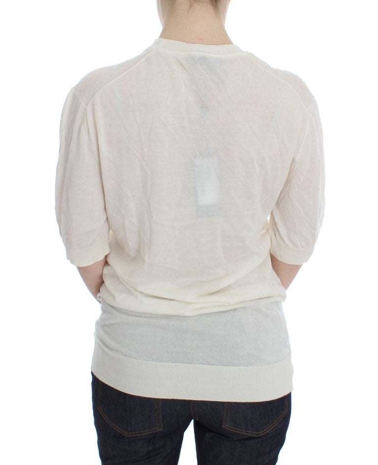 Dolce & Gabbana Elegante Maglione in Cashmere Bianco