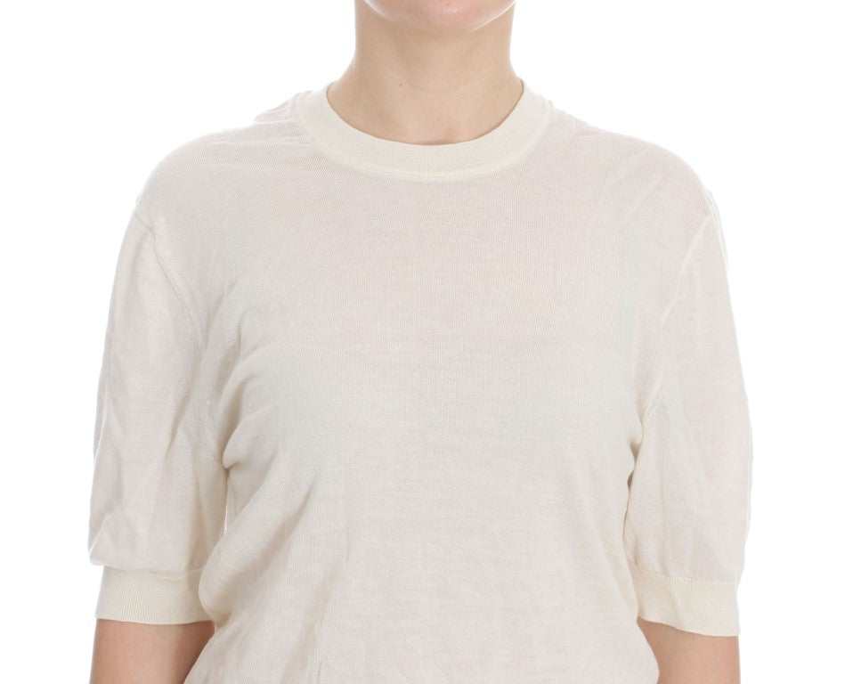 Dolce & Gabbana Elegante Maglione in Cashmere Bianco