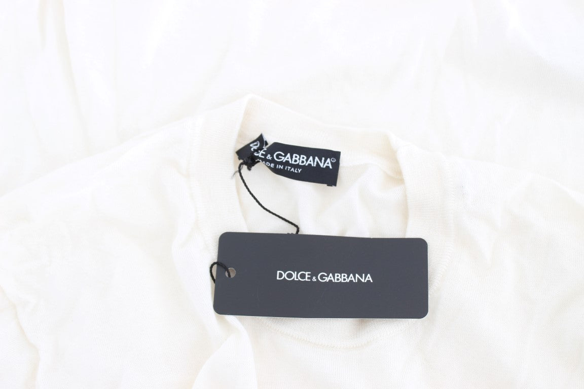 Dolce & Gabbana Elegante Maglione in Cashmere Bianco