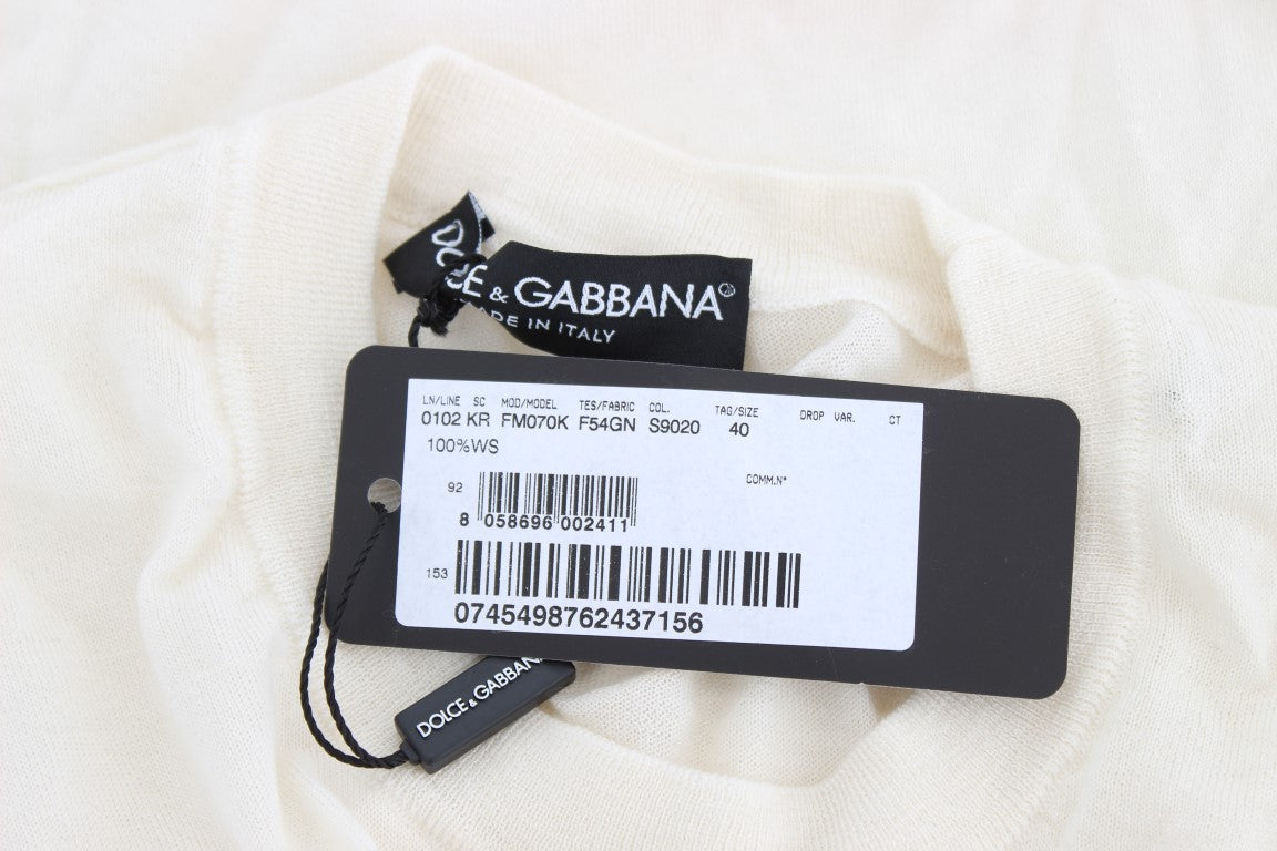 Dolce & Gabbana Elegante Maglione in Cashmere Bianco