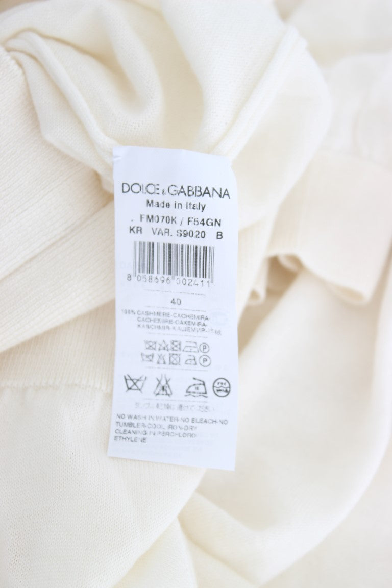 Dolce & Gabbana Elegante Maglione in Cashmere Bianco