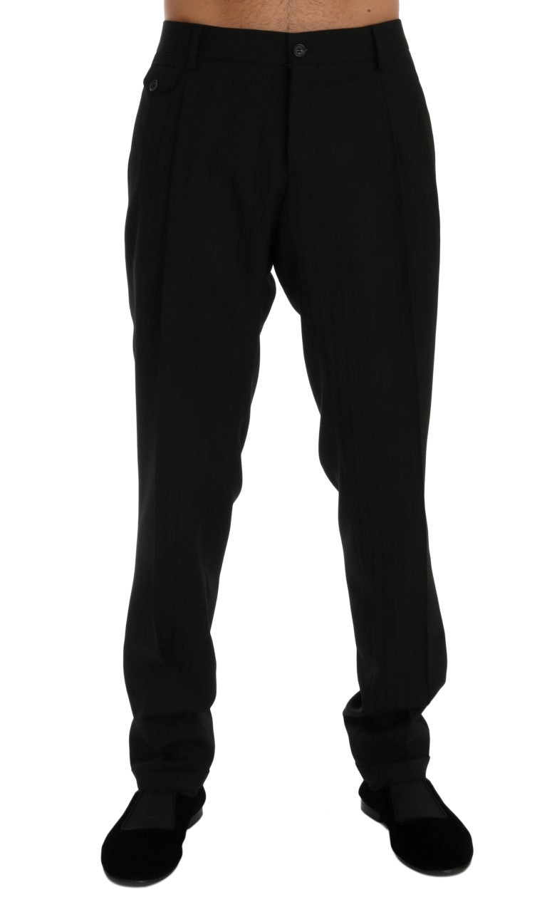 Pantaloni eleganti dal taglio dritto a righe nere eleganti Dolce & Gabbana