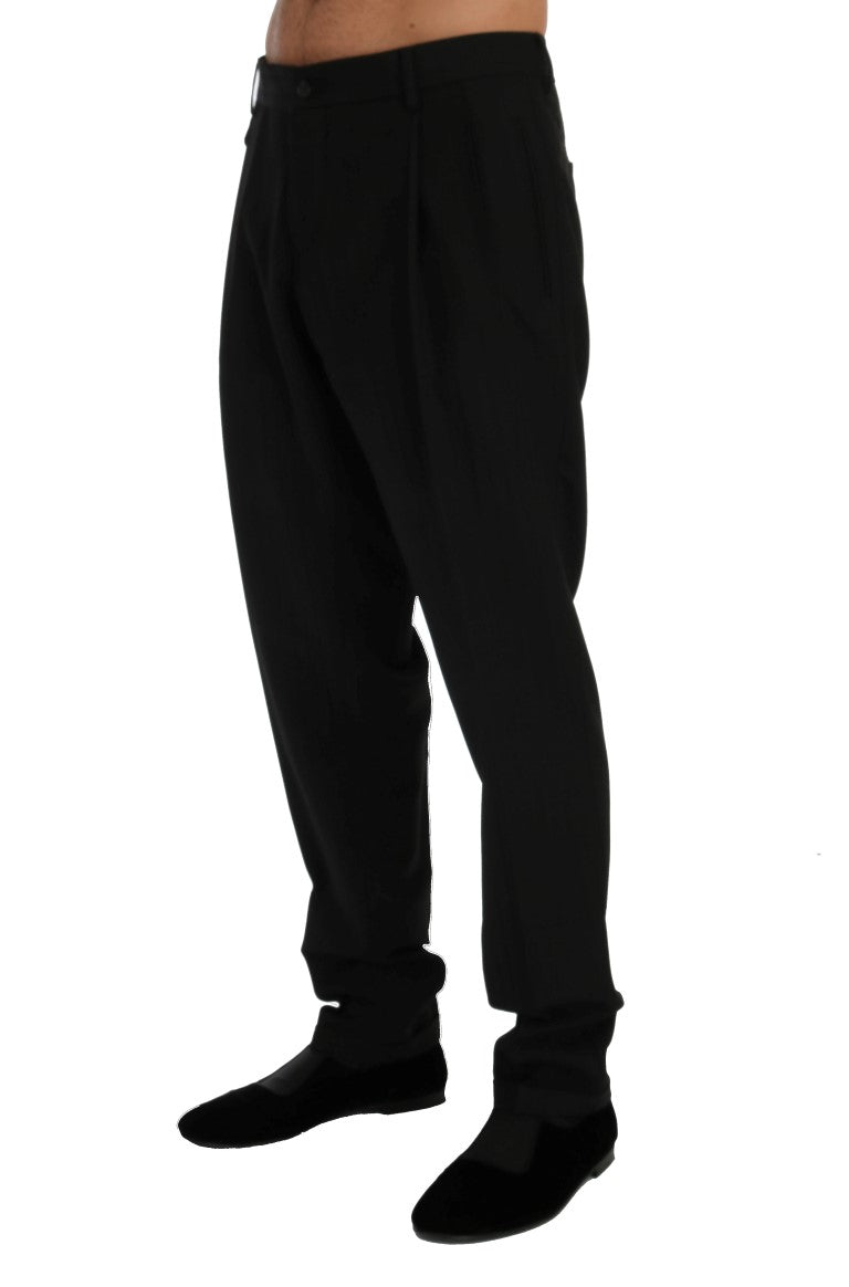 Pantaloni eleganti dal taglio dritto a righe nere eleganti Dolce & Gabbana