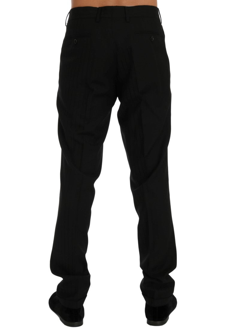 Pantaloni eleganti dal taglio dritto a righe nere eleganti Dolce & Gabbana