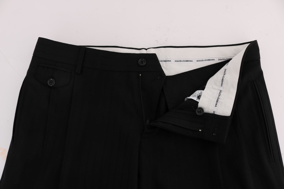 Pantaloni eleganti dal taglio dritto a righe nere eleganti Dolce & Gabbana