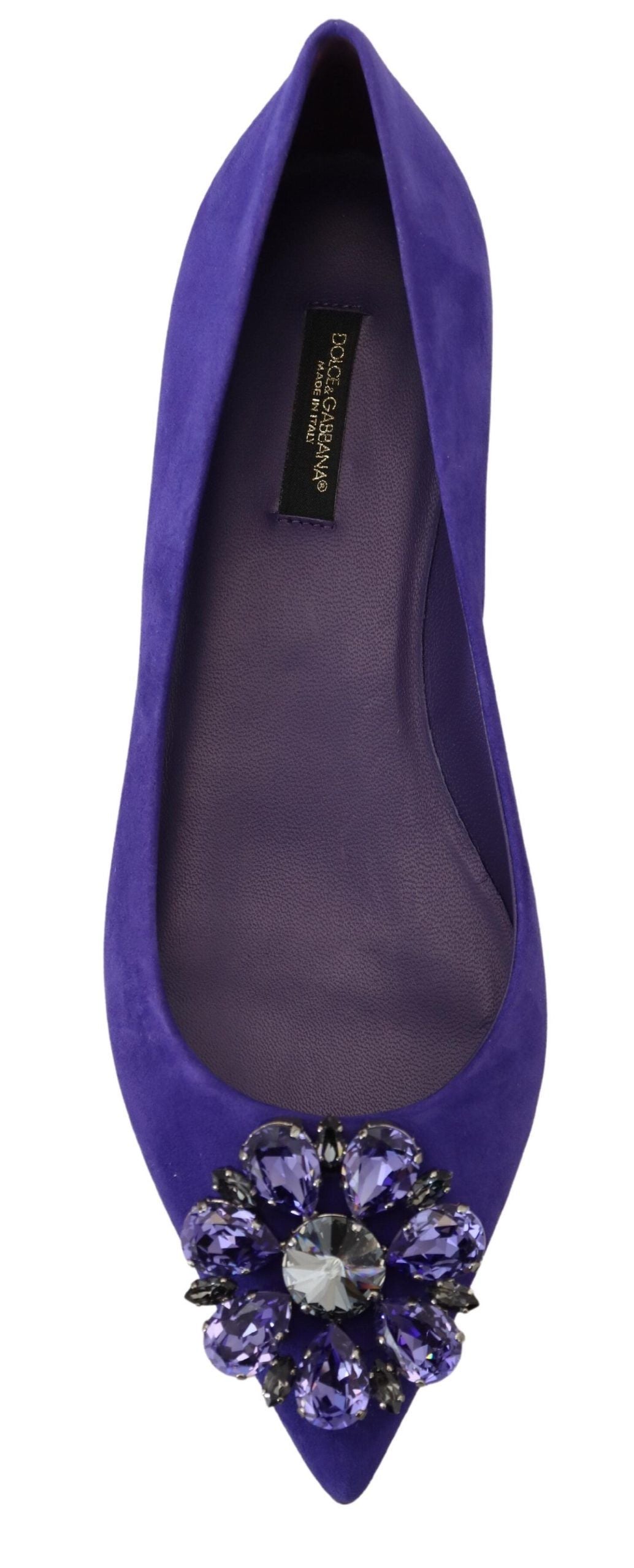 Dolce & Gabbana Appartamenti in pelle scamosciata viola cristalli decorati
