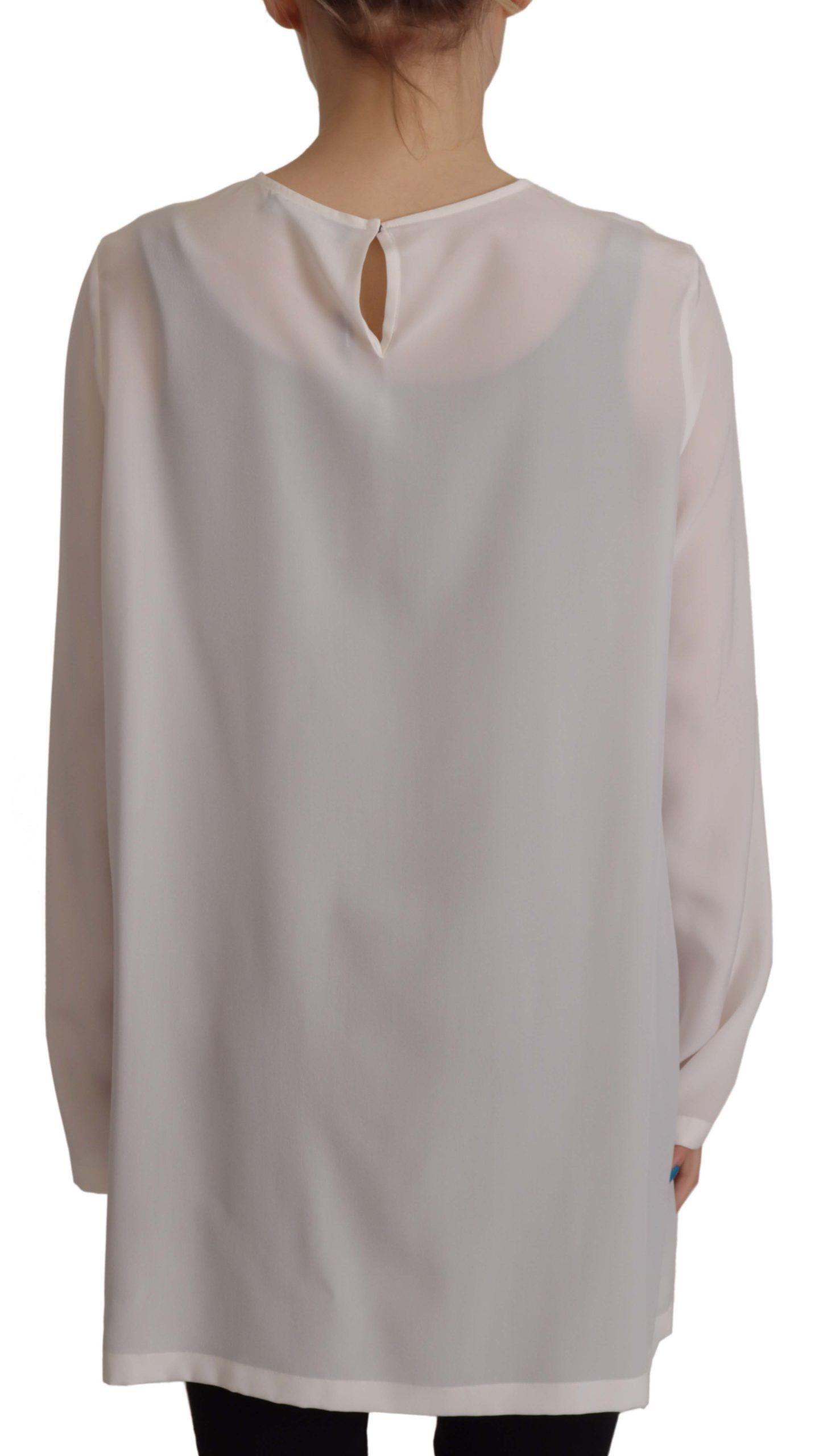 Dolce & Gabbana Top Elegante in Seta con Ricamo Logo