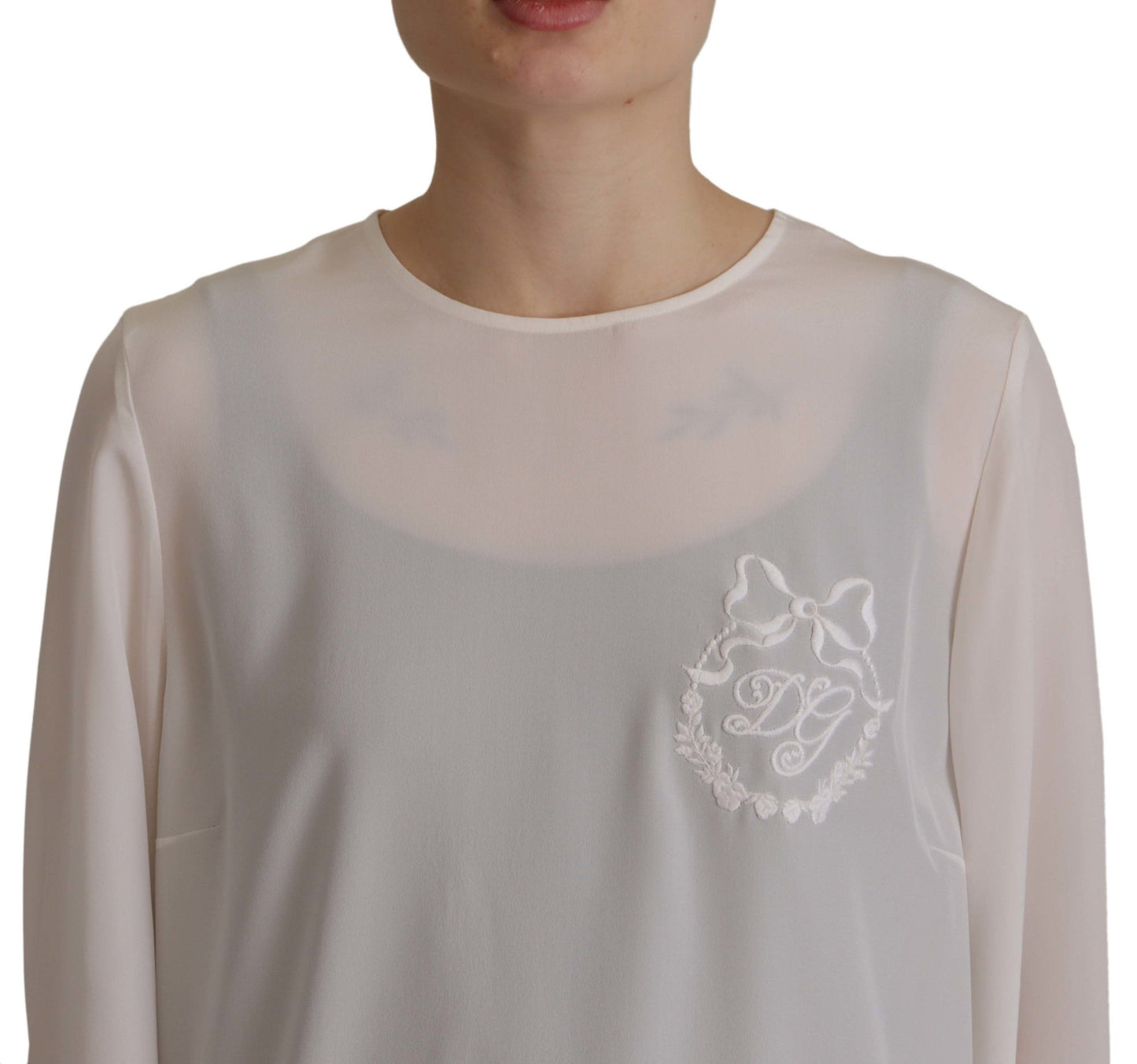 Dolce & Gabbana Top Elegante in Seta con Ricamo Logo