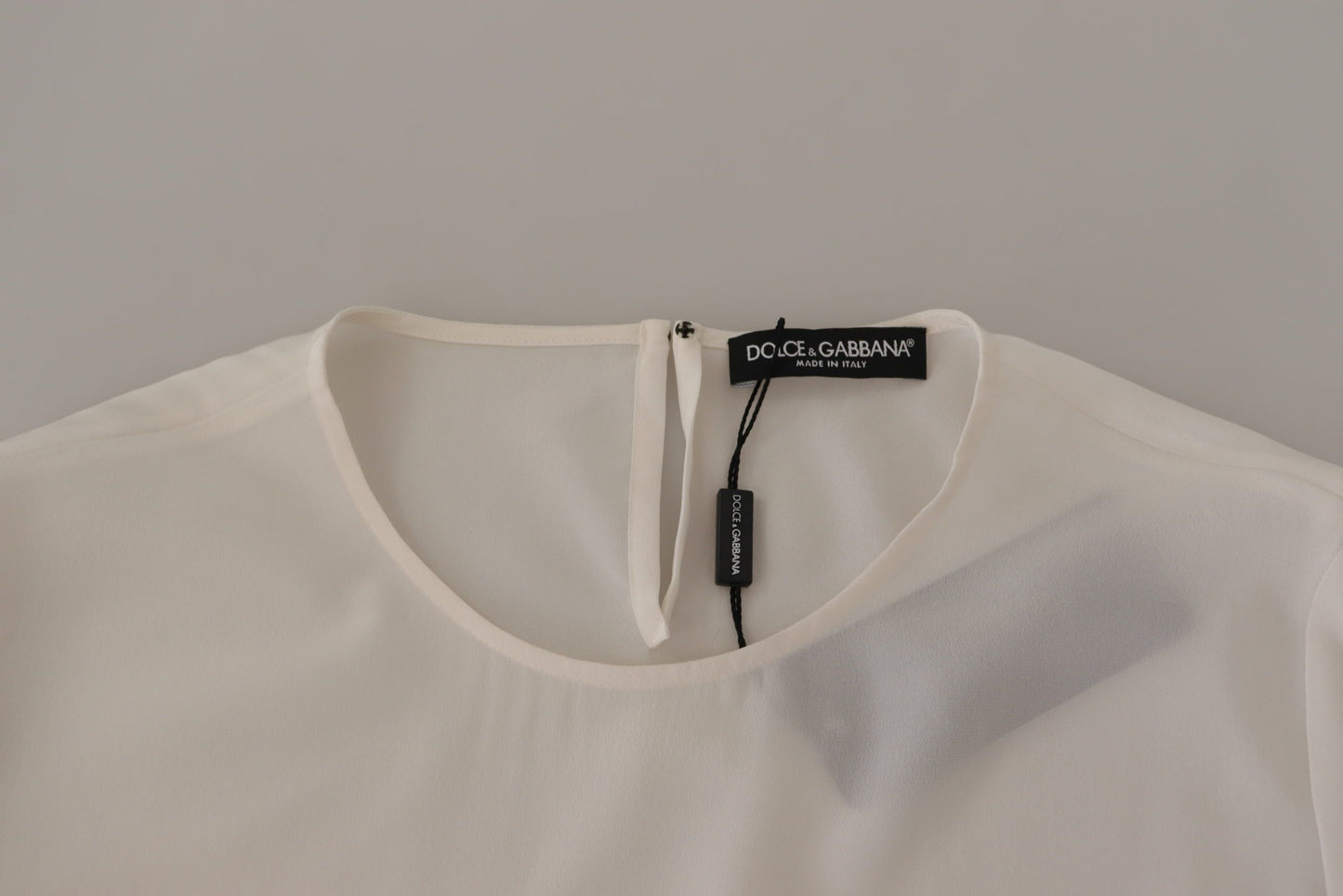 Dolce & Gabbana Top Elegante in Seta con Ricamo Logo