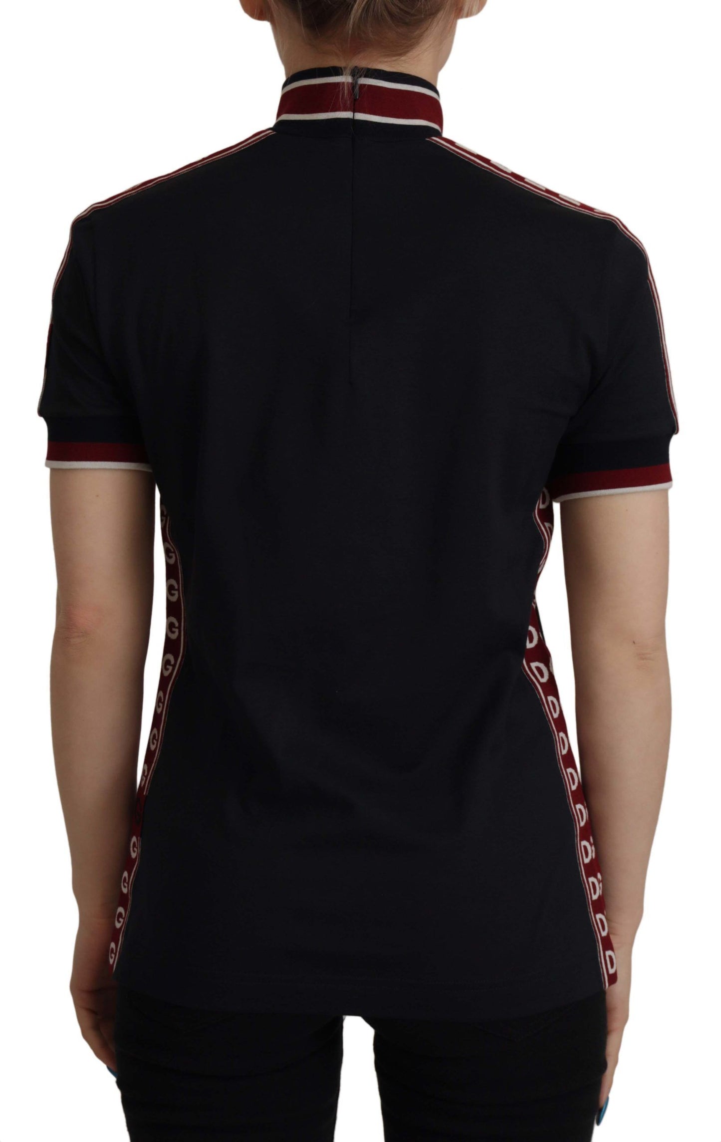 Dolce & Gabbana T-shirt elegante in cotone nero con collo alto