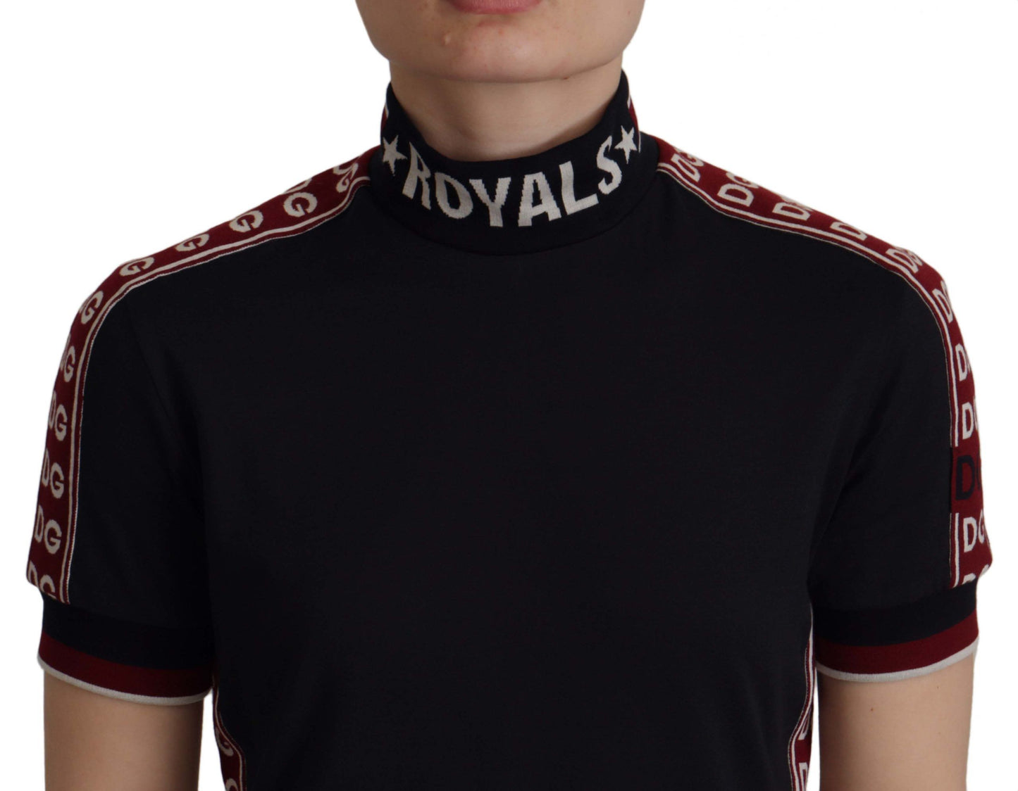Dolce & Gabbana T-shirt elegante in cotone nero con collo alto