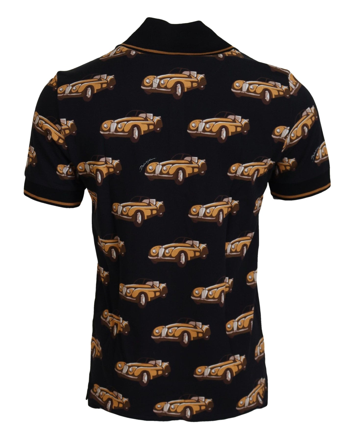 Dolce & Gabbana T-shirt polo elegante con stampa auto in nero