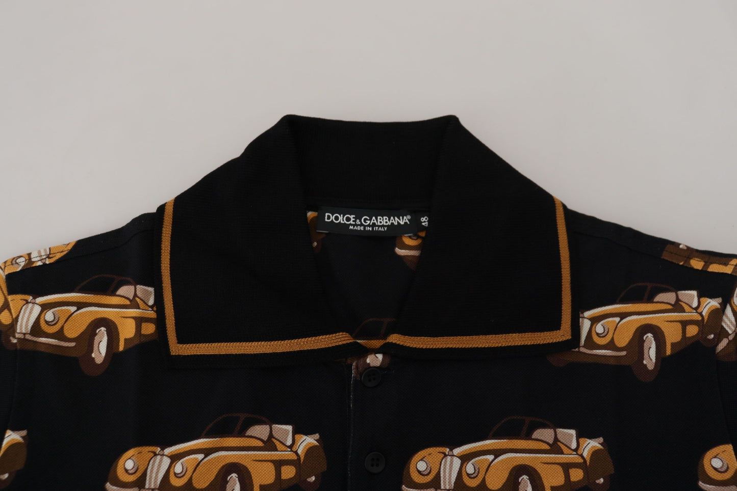 Dolce & Gabbana T-shirt polo elegante con stampa auto in nero
