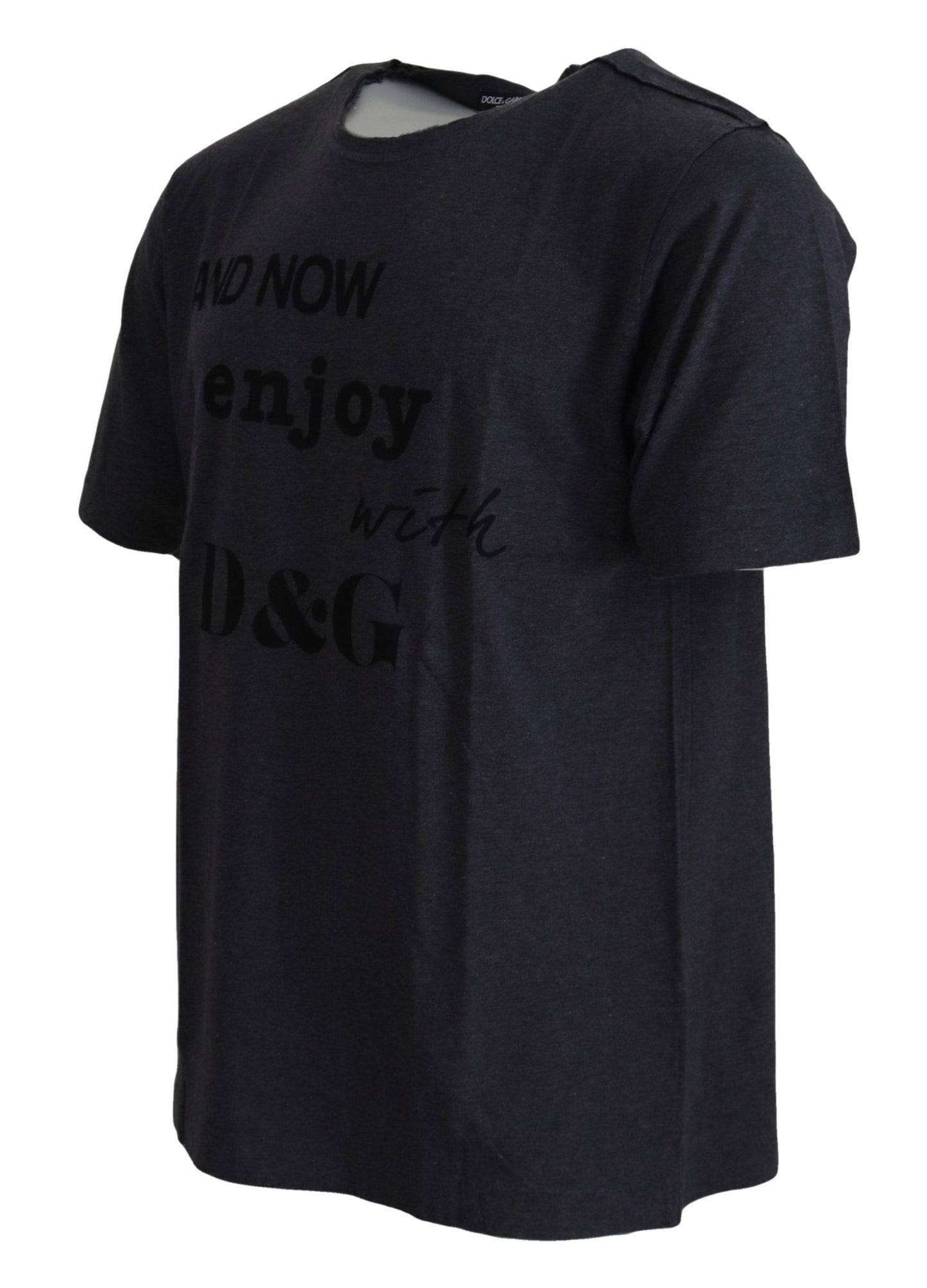 Dolce & Gabbana T-shirt girocollo elegante con motivo grigio